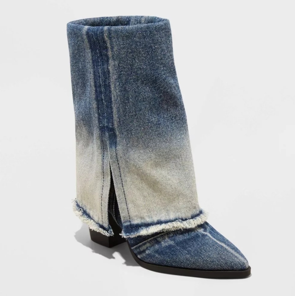 Wild Fable Calista Denim Foldover Booties - Picture 2 of 5